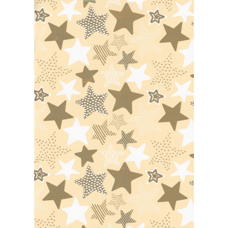 Bobina Carta Regalo Kraft Avorio Stelle Oro