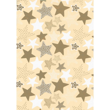 Bobina Carta Regalo Kraft Avorio Stelle Oro