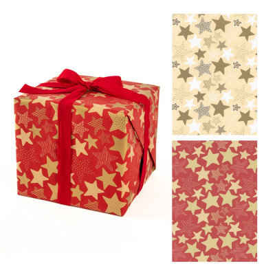 Bobina Carta Regalo Kraft Stelle Oro