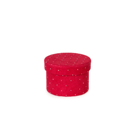 Scatola Tonda Tessuto con Strass Rossa