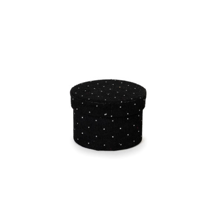 Scatola Tonda Tessuto con Strass Nera