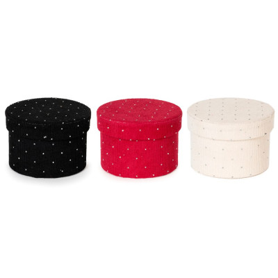Scatola Tonda Tessuto con Strass