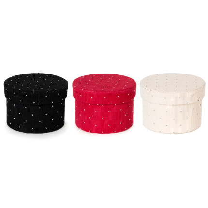 Scatola Tonda Tessuto con Strass