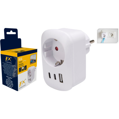 PRESA CON USB-A E USB-C BIANCA