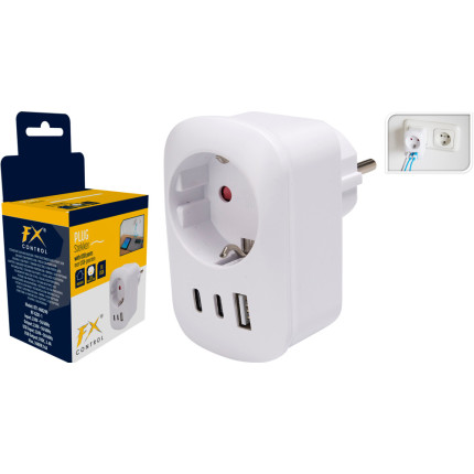 PRESA CON USB-A E USB-C BIANCA