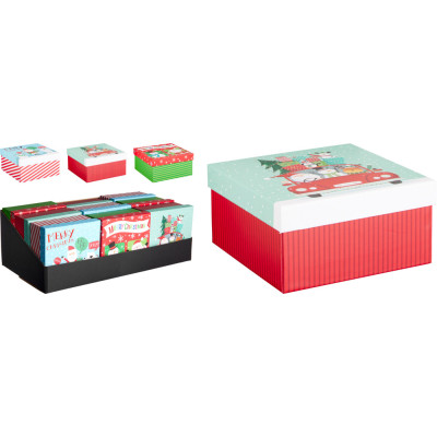 SCATOLA REGALO BICOLOR IN CARTONCINO 14X14CM