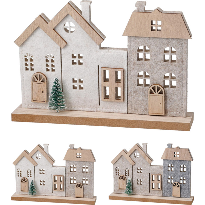 CASETTE IN FELTRO CON BASE IN LEGNO 19CM