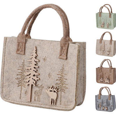 BORSA IN FELTRO E LEGNO CON MANICI