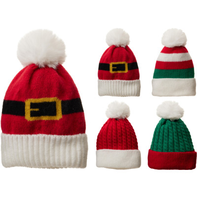 CAPPELLO NATALIZIO A MAGLIA CON POMPON