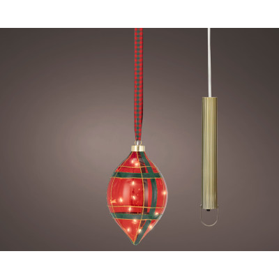 ORNAMENTO NATALIZIO LUMINOSO IN VETRO 21 CM