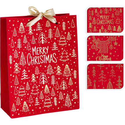 BORSA REGALO MERRY CHRISTMAS IN CARTA E VELLUTO ROSSO