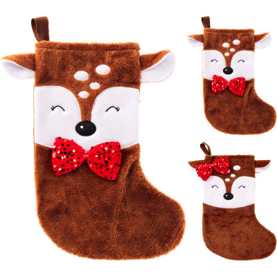 CALZA DI NATALE RENNA CON FIOCCHETTO 40CM