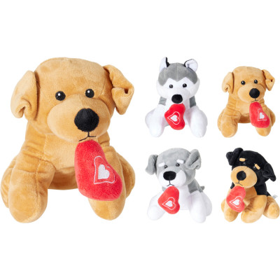 CANE PELUCHE CON CUORE 18CM