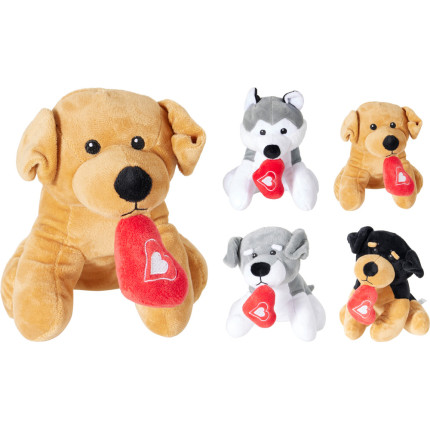 CANE PELUCHE CON CUORE 18CM