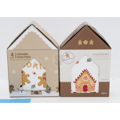 SOTTOBICCHIERI NATALIZI IN GRES (4 PEZZI)