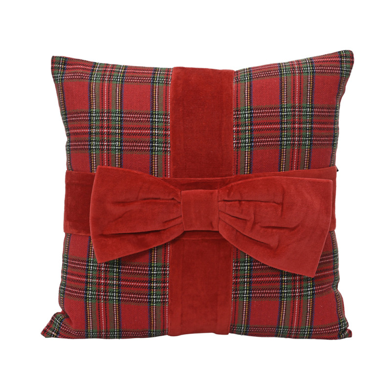 CUSCINO IN COTONE SCOZZESE CON FIOCCO 45CM