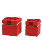 SCATOLA QUADRATA IN VELLUTO ROSSO CON STRASS E FIOCCO