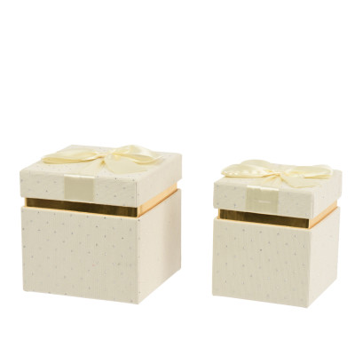 SCATOLA IN VELLUTO CREMA CON STRASS E FIOCCO