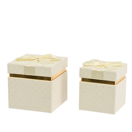 SCATOLA IN VELLUTO CREMA CON STRASS E FIOCCO