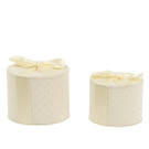 SCATOLA TONDA IN VELLUTO CREMA CON STRASS E FIOCCO