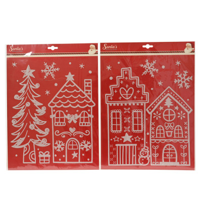 VETROFANIA NATALIZIA CASETTE CON GLITTER 40X28CM