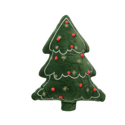 CUSCINO IN VELLUTO ALBERO DI NATALE VERDE 