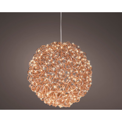 SFERA NATALIZIA LUMINOSA FLASH ORO ROSA 35 CM 400 MICROLED