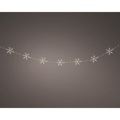 GHIRLANDA NATALIZIA LUMINOSA CON FIOCCHI DI NEVE 225 CM 200 LED