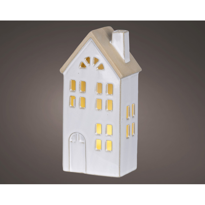 CASETTA BIANCA CON LED A BATTERIA 20CM
