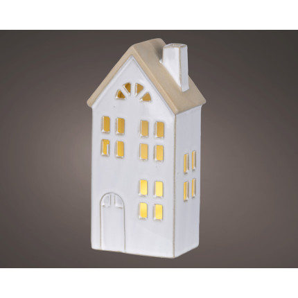 CASETTA BIANCA CON LED A BATTERIA 20CM