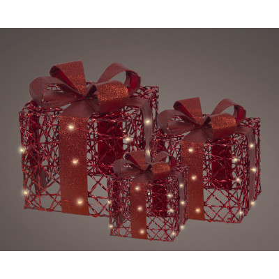 PACCHI REGALO LED ROSSI (3 PEZZI)