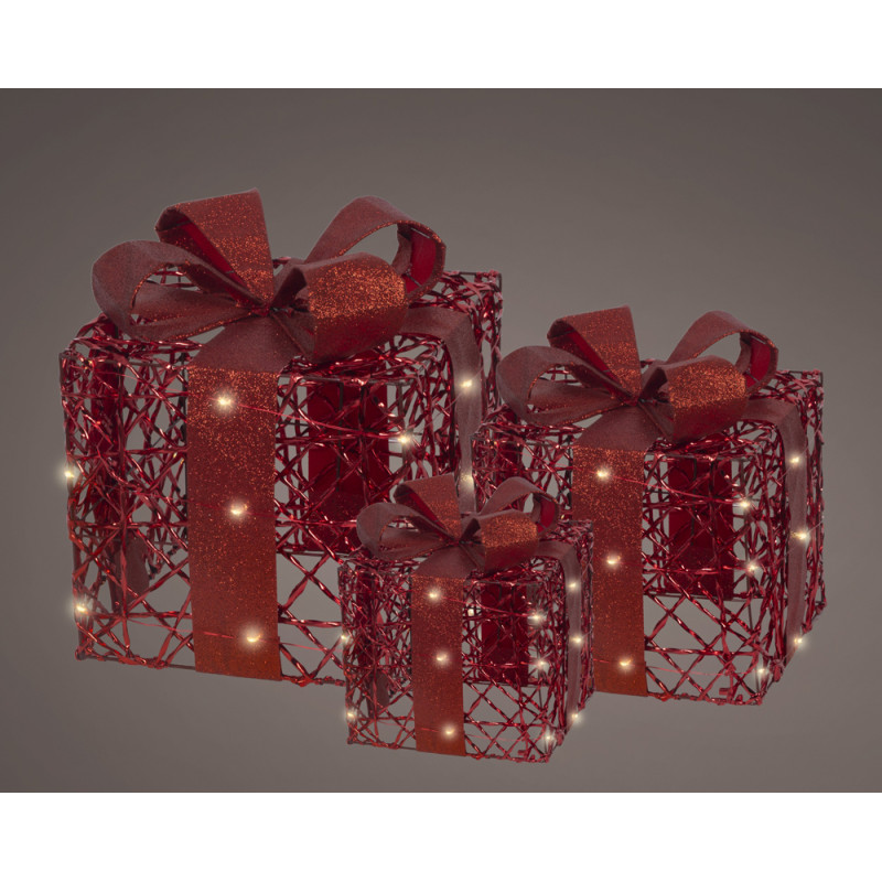PACCHI REGALO LED ROSSI (3 PEZZI)