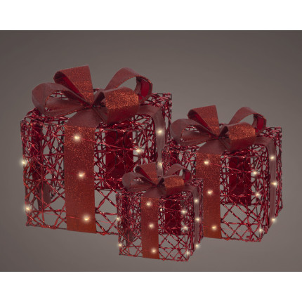 PACCHI REGALO LED ROSSI (3 PEZZI)