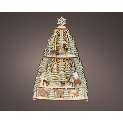 ALBERO LUMINOSO CON PAESAGGIO INTAGLIATO 35 CM