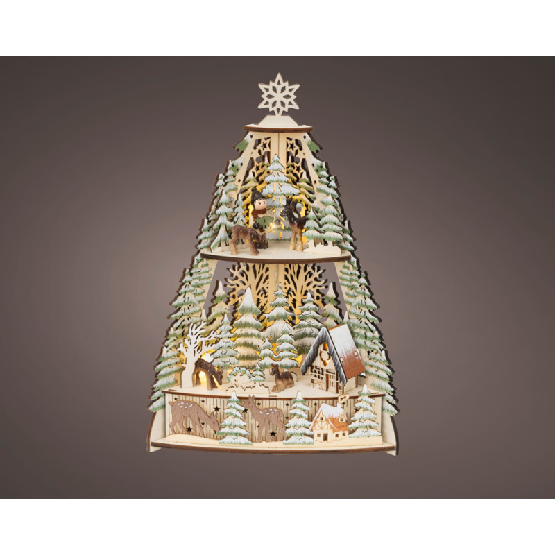 ALBERO LUMINOSO CON PAESAGGIO INTAGLIATO 35 CM