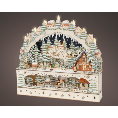 VILLAGGIO NATALIZIO LUMINOSO IN LEGNO 50 CM