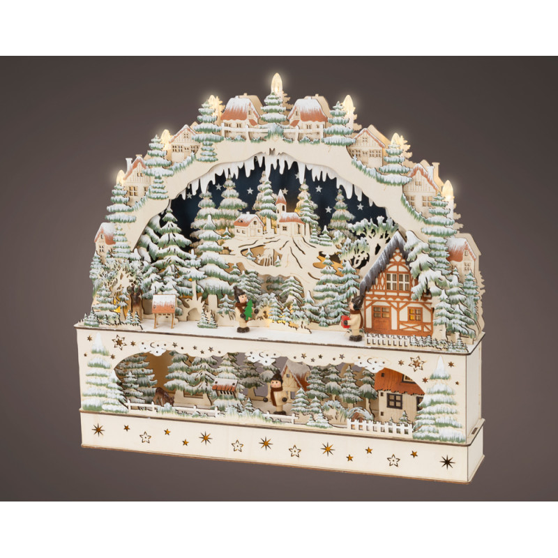 VILLAGGIO NATALIZIO LUMINOSO IN LEGNO 50 CM