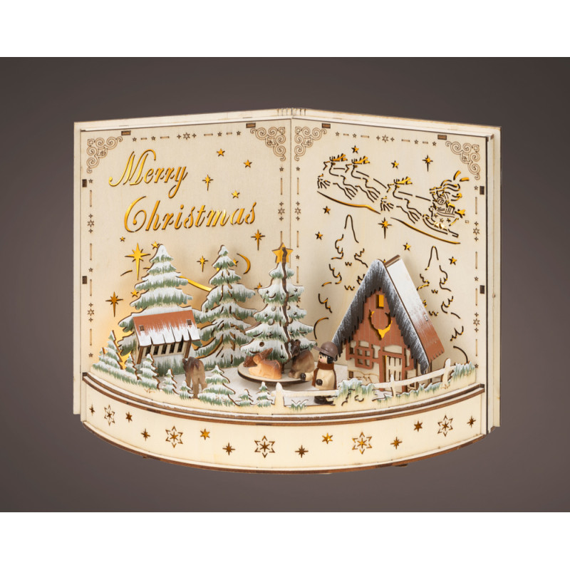 VILLAGGIO NATALIZIO LUMINOSO IN LEGNO 30 CM