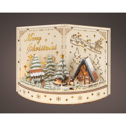 VILLAGGIO NATALIZIO LUMINOSO IN LEGNO 30 CM