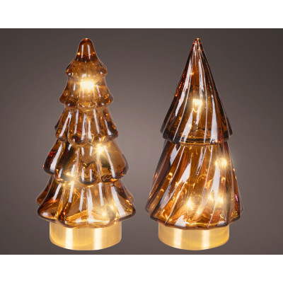 ALBERELLO LUMINOSO IN VETRO MARRONE 13 CM 2