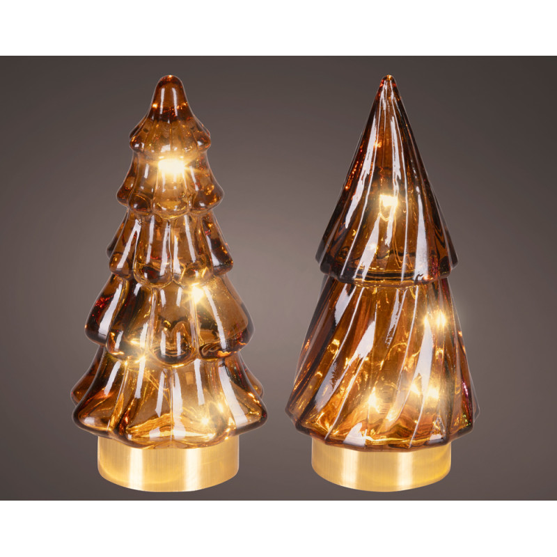 ALBERELLO LUMINOSO IN VETRO MARRONE 13 CM