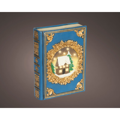 LIBRO DECORATIVO BLU CON LED 22CM