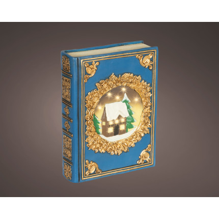 LIBRO DECORATIVO BLU CON LED 22CM