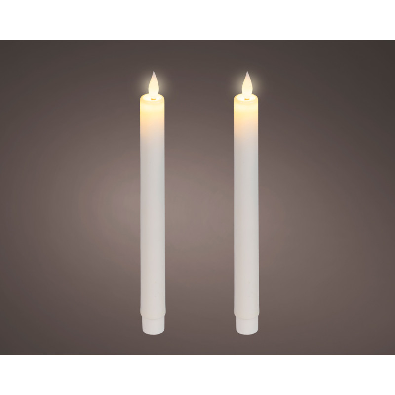 CANDELE CONICHE NATALIZIE LED CON FIAMMA REALISTICA24 CM (2 PZ)