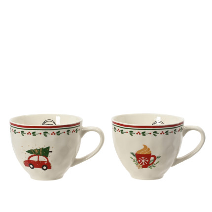 TAZZA IN PORCELLANA CON DECORI NATALIZI 14,2CM