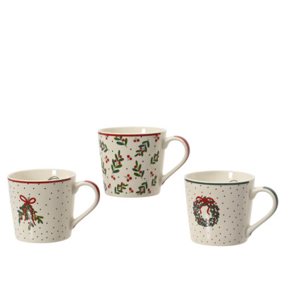 MUG IN PORCELLANA CON AGRIFOGLIO 13CM
