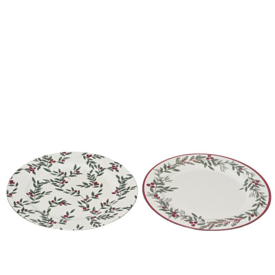 PIATTO BIANCO IN PLASTICA CON DECORI NATALIZI 33CM
