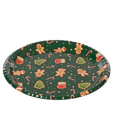 PIATTO NATALIZIO VERDE IN PLASTICA RIUTILIZZABILE 35CM