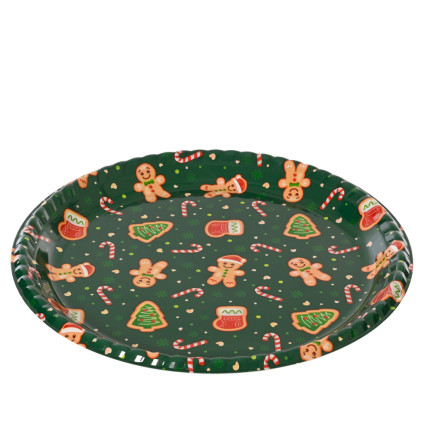 PIATTO NATALIZIO VERDE IN PLASTICA RIUTILIZZABILE 35CM