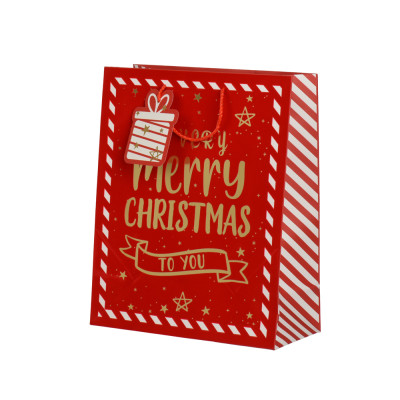 SACCHETTO IN CARTA MERRY CHRISTMAS ROSSO